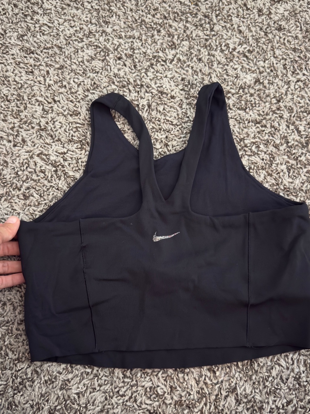 Nike Black Racerback Sports Bra with Silver Swoosh